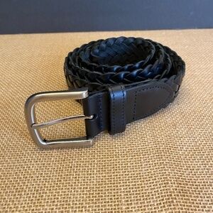 Men's Genuine leather braided belt Sz XL black Adjustable